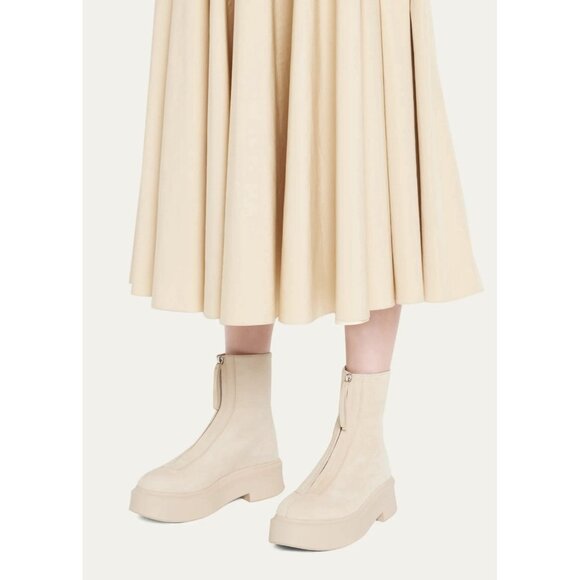 The Row Zipped Booties Beige Ankle Suede Leather - Picture 2 of 9